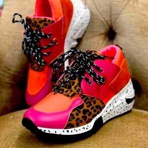 Fuschia n leopard sneakers